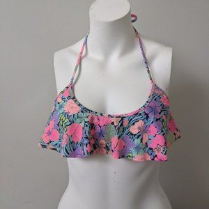 VICTORIA SECRET FLORAL GOLD LINED BIKINI TOP Sz S